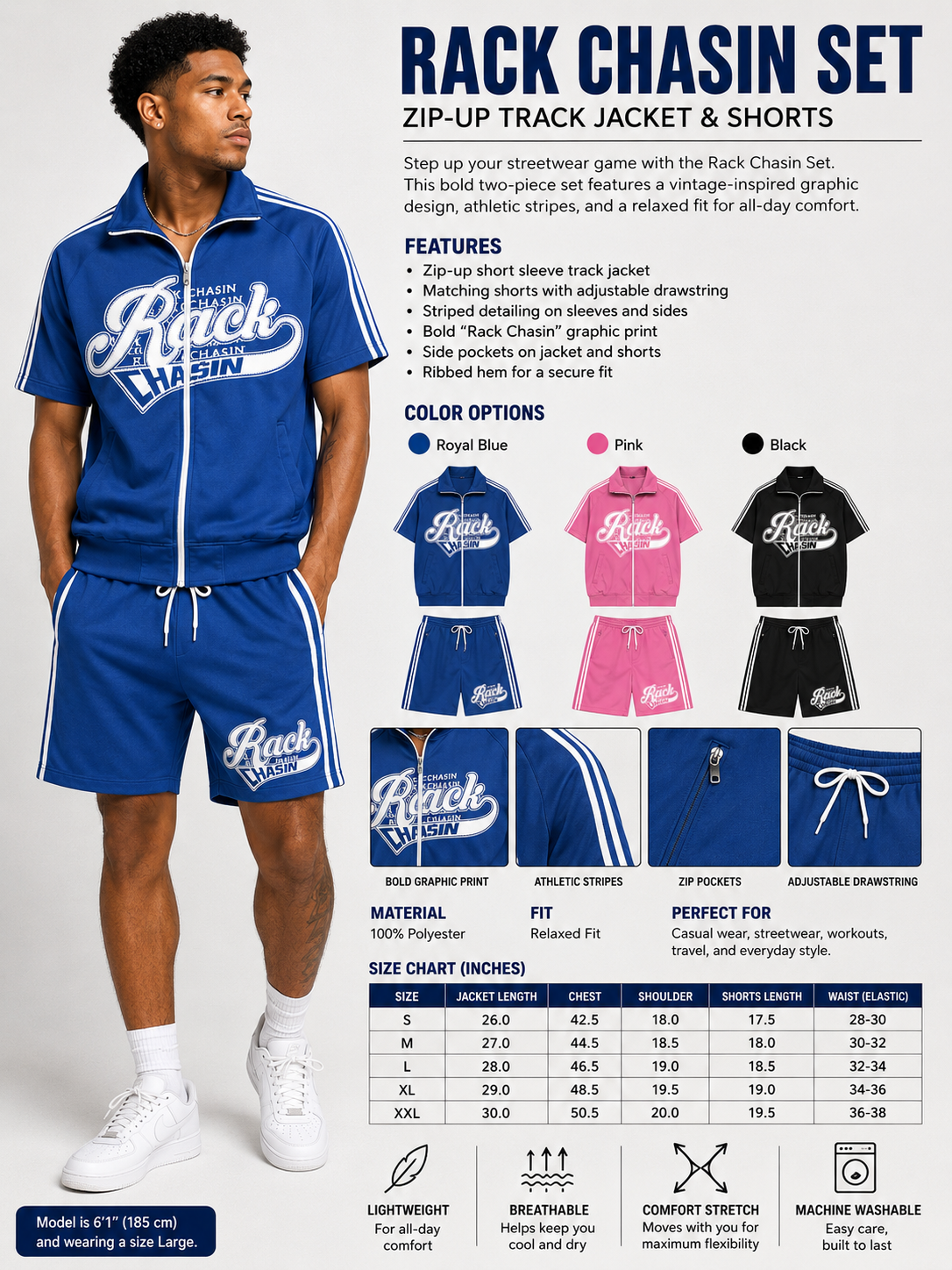 Rack Chasin Signature Track ShortsSet Pre-Order